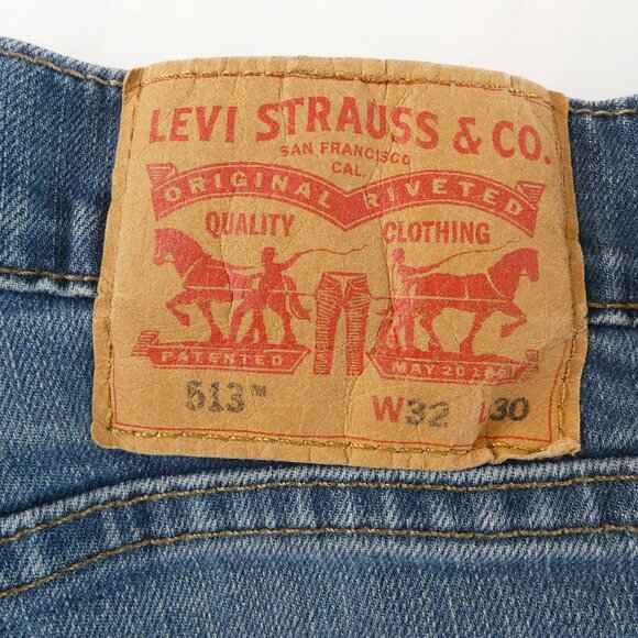 Levis 513 Jeans Mens 32x28 Blue Slim Straight Fit Stretch Denim Pants 98% Cotton - Picture 14 of 16
